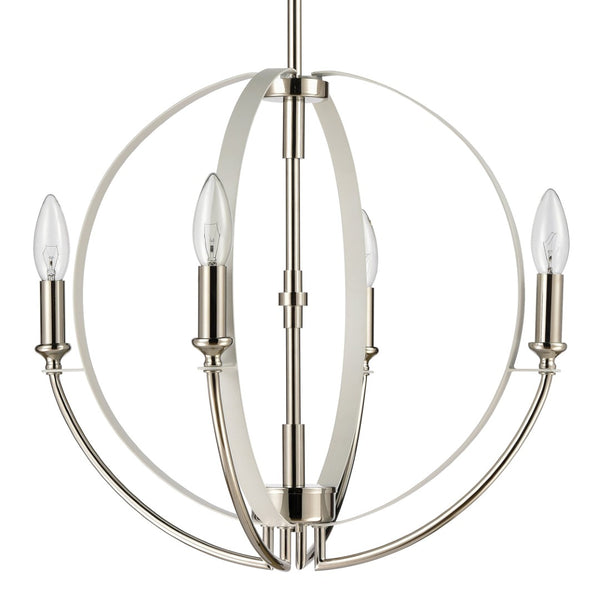 Atlas Rotunde Modern Globe Chandelier - 4-Light Fixture with Elegant Two-Tone Finish for Stylish Spaces Matte White 18'' CL11317-WH