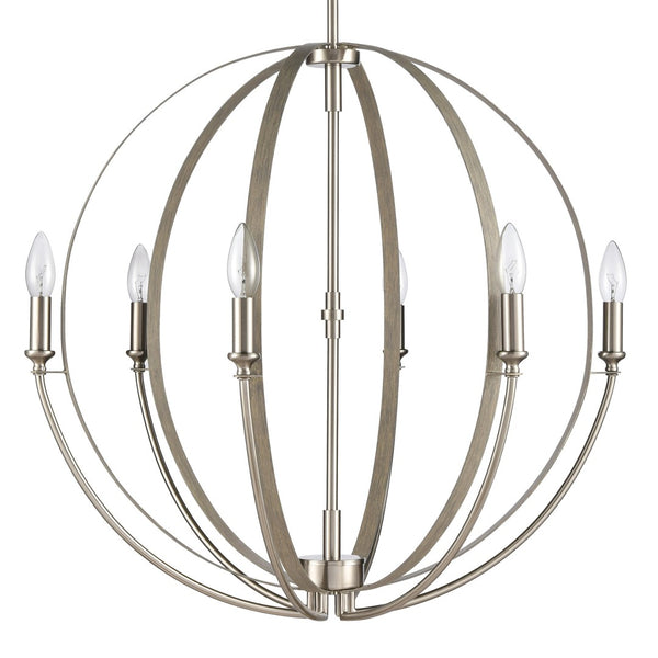Atlas Rotunde Modern Globe Chandelier - 4-Light Fixture with Elegant Two-Tone Finish for Stylish Spaces Beechwood 26'' CL11318-BN