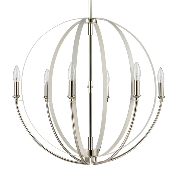 Atlas Rotunde Modern Globe Chandelier - 4-Light Fixture with Elegant Two-Tone Finish for Stylish Spaces Matte White 26'' CL11318-WH