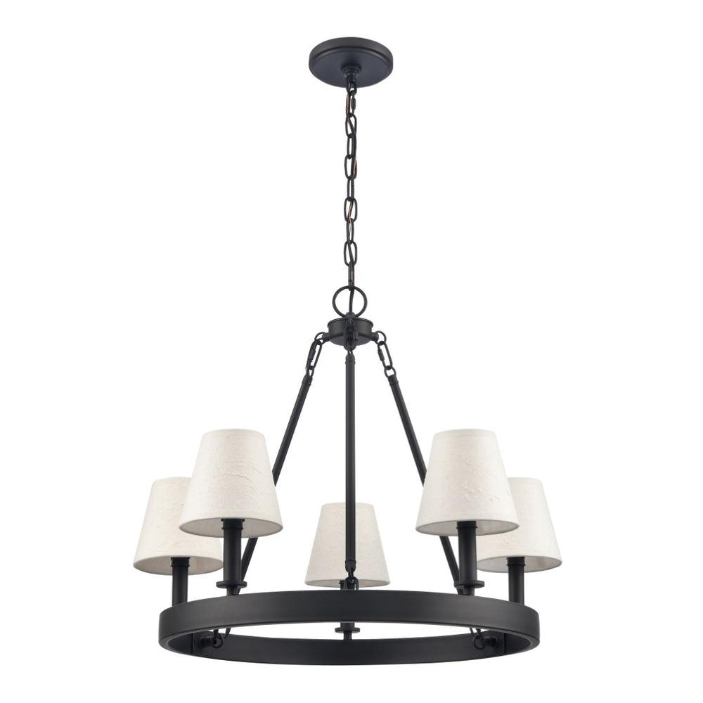 Atlas Rydell 24.5" Wide 5-Light Chandelier - Timeless Charm with Woven Shades for Stunning Ambiance Matte Black and Parchment CL11320-BK