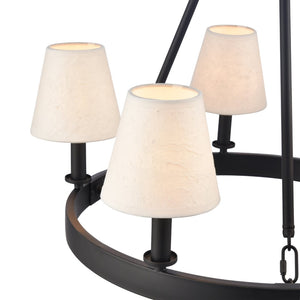 Atlas Rydell 24.5" Wide 5-Light Chandelier - Timeless Charm with Woven Shades for Stunning Ambiance Matte Black and Parchment CL11320-BK