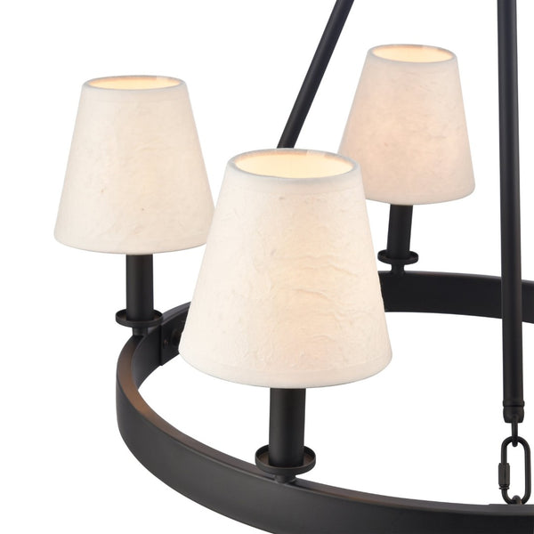Atlas Rydell 24.5" Wide 5-Light Chandelier - Timeless Charm with Woven Shades for Stunning Ambiance Matte Black and Parchment CL11320-BK
