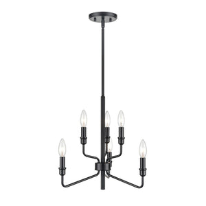 Atlas Saginaw 6-Light Chandelier - Elegant French Country Design for Dining Rooms and Living Spaces Matte Black 18'' CL11322-BK