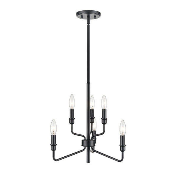Atlas Saginaw 6-Light Chandelier - Elegant French Country Design for Dining Rooms and Living Spaces Matte Black 18'' CL11322-BK