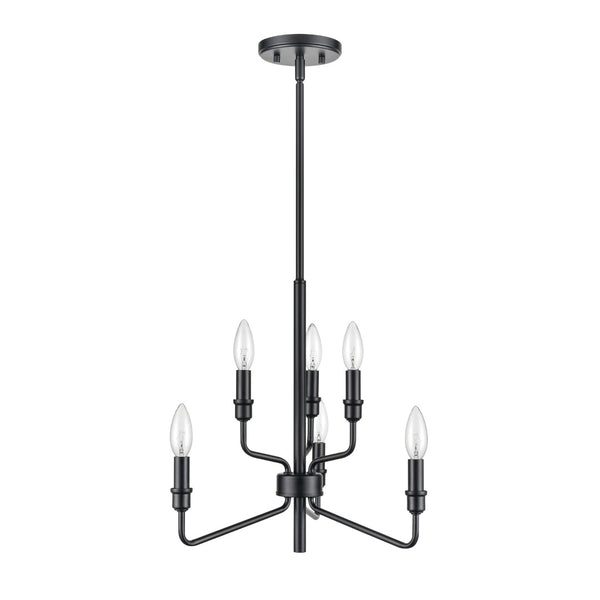 Atlas Saginaw 6-Light Chandelier - Elegant French Country Design for Dining Rooms and Living Spaces Matte Black 18'' CL11322-BK