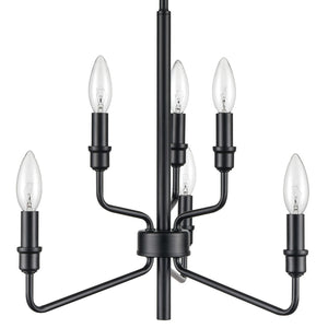 Atlas Saginaw 6-Light Chandelier - Elegant French Country Design for Dining Rooms and Living Spaces Matte Black 18'' CL11322-BK