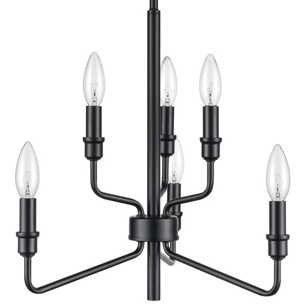 Atlas Saginaw 6-Light Chandelier - Elegant French Country Design for Dining Rooms and Living Spaces Matte Black 18'' CL11322-BK