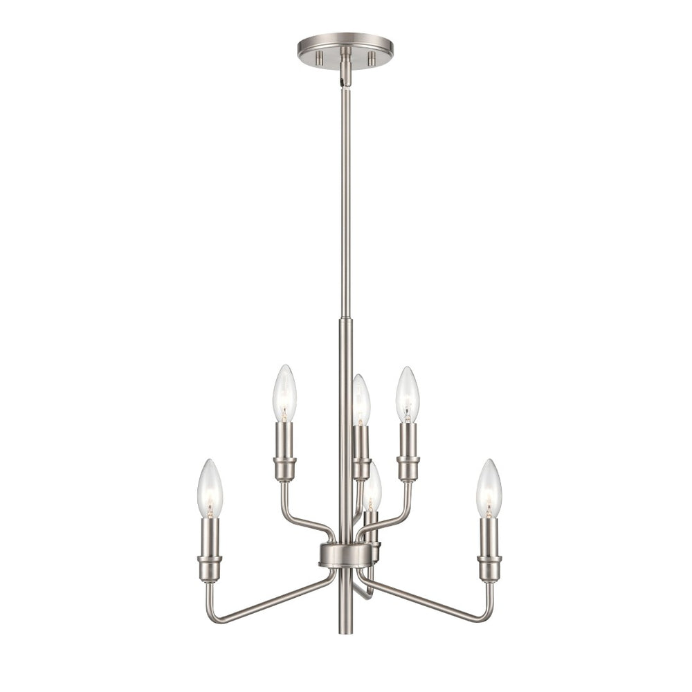 Atlas Saginaw 6-Light Chandelier - Elegant French Country Design for Dining Rooms and Living Spaces Satin Nickel 18'' CL11322-NK