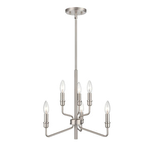 Atlas Saginaw 6-Light Chandelier - Elegant French Country Design for Dining Rooms and Living Spaces Satin Nickel 18'' CL11322-NK