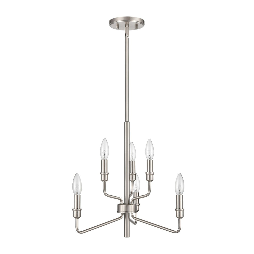 Atlas Saginaw 6-Light Chandelier - Elegant French Country Design for Dining Rooms and Living Spaces Satin Nickel 18'' CL11322-NK