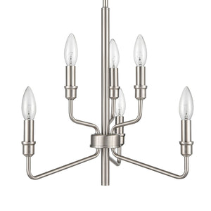 Atlas Saginaw 6-Light Chandelier - Elegant French Country Design for Dining Rooms and Living Spaces Satin Nickel 18'' CL11322-NK
