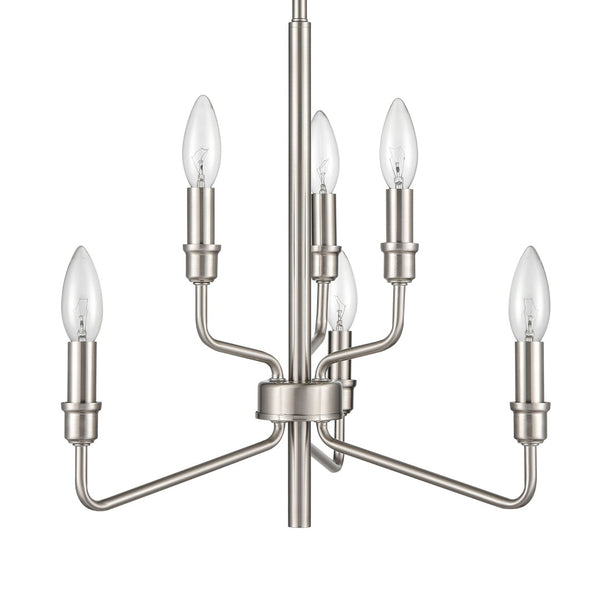 Atlas Saginaw 6-Light Chandelier - Elegant French Country Design for Dining Rooms and Living Spaces Satin Nickel 18'' CL11322-NK