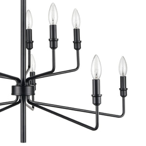 Atlas Saginaw 6-Light Chandelier - Elegant French Country Design for Dining Rooms and Living Spaces Matte Black 34'' CL11323-BK
