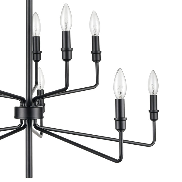 Atlas Saginaw 6-Light Chandelier - Elegant French Country Design for Dining Rooms and Living Spaces Matte Black 34'' CL11323-BK