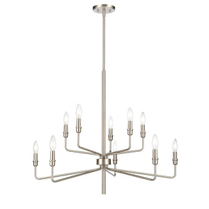 Atlas Saginaw 6-Light Chandelier - Elegant French Country Design for Dining Rooms and Living Spaces Satin Nickel 34'' CL11323-NK