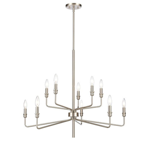 Atlas Saginaw 6-Light Chandelier - Elegant French Country Design for Dining Rooms and Living Spaces Satin Nickel 34'' CL11323-NK
