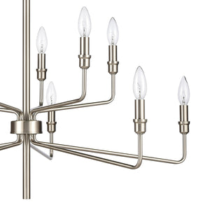 Atlas Saginaw 6-Light Chandelier - Elegant French Country Design for Dining Rooms and Living Spaces Satin Nickel 34'' CL11323-NK