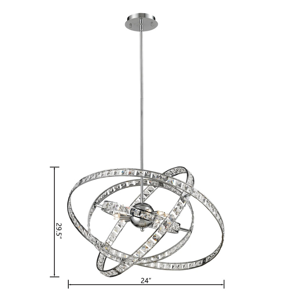 Atlas Saturn 24" Wide 6-Light Chandelier - Polished Chrome Finish, Celestial Design for Modern Interiors CL11324-CH