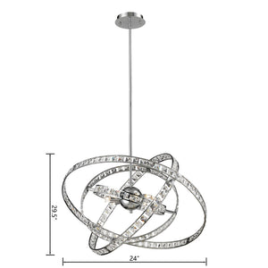 Atlas Saturn 24" Wide 6-Light Chandelier - Polished Chrome Finish, Celestial Design for Modern Interiors CL11324-CH