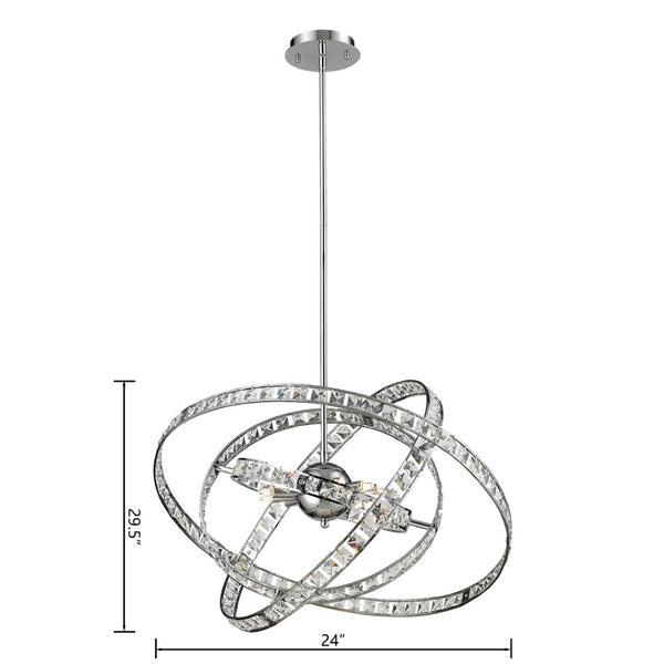 Atlas Saturn 24" Wide 6-Light Chandelier - Polished Chrome Finish, Celestial Design for Modern Interiors CL11324-CH