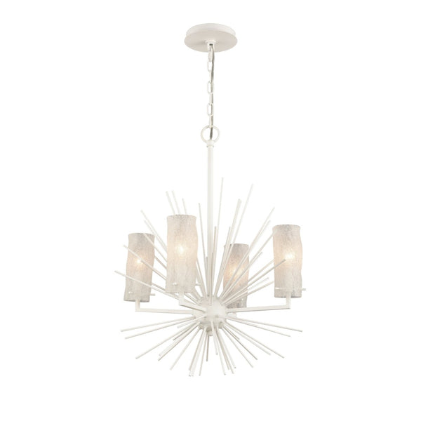 Atlas Sea Urchin Chandelier - Coastal-Inspired 4-Light Starburst Fixture with Textured Oceanic Details White Coral 20'' CL11326-WH