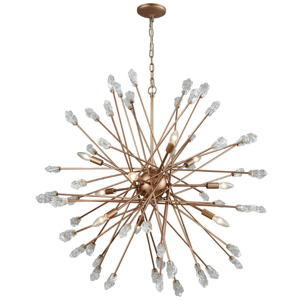 Atlas Serendipity 38'' Wide 9-Light Chandelier - Modern Starburst Design in Warm Matte Gold Finish CL11330-GD