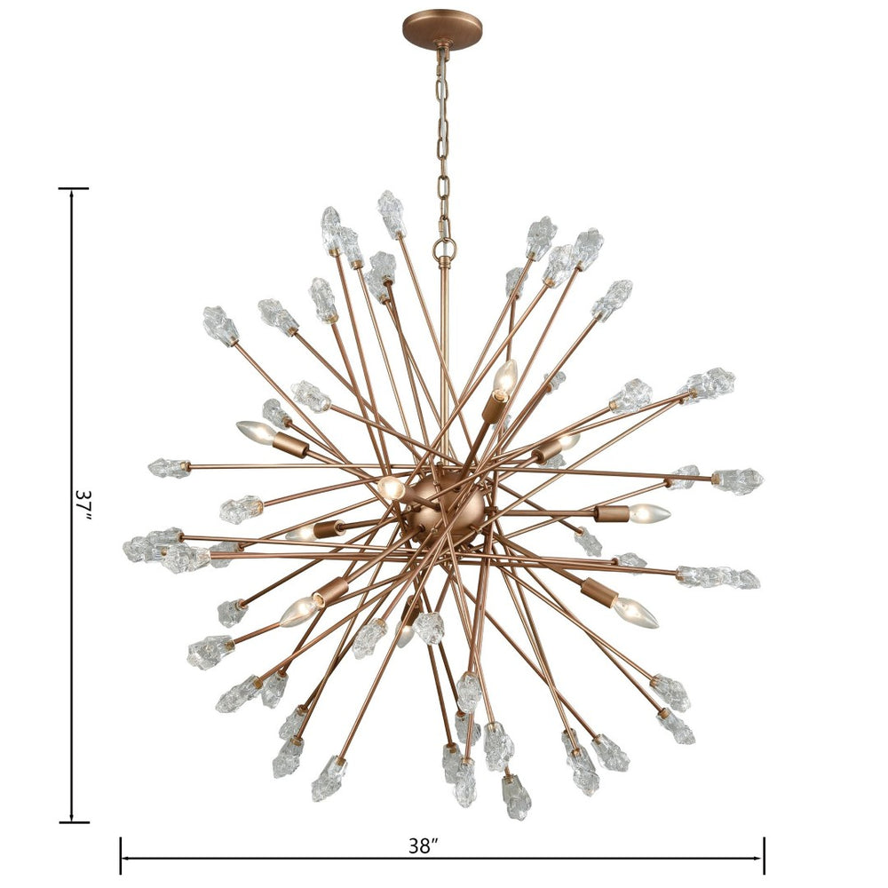 Atlas Serendipity 38'' Wide 9-Light Chandelier - Modern Starburst Design in Warm Matte Gold Finish CL11330-GD