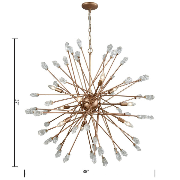 Atlas Serendipity 38'' Wide 9-Light Chandelier - Modern Starburst Design in Warm Matte Gold Finish CL11330-GD