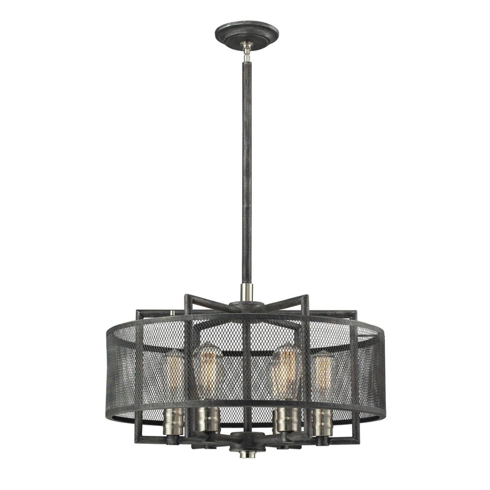 Atlas Slatington Industrial 6-Light Chandelier with Wire Mesh Accents for a Bold, Modern Interior Design Brushed Nickel 22'' CL11332-BK