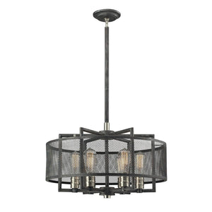 Atlas Slatington Industrial 6-Light Chandelier with Wire Mesh Accents for a Bold, Modern Interior Design Brushed Nickel 22'' CL11332-BK