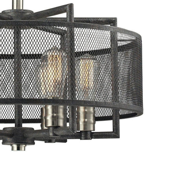 Atlas Slatington Industrial 6-Light Chandelier with Wire Mesh Accents for a Bold, Modern Interior Design Brushed Nickel 22'' CL11332-BK