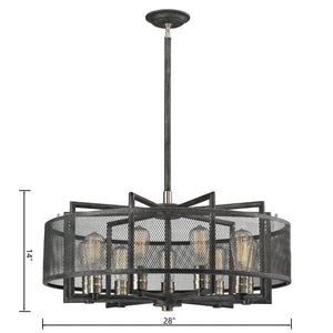 Atlas Slatington Industrial 6-Light Chandelier with Wire Mesh Accents for a Bold, Modern Interior Design Brushed Nickel 28'' CL11333-BK
