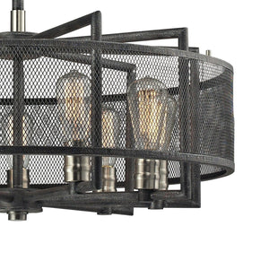 Atlas Slatington Industrial 6-Light Chandelier with Wire Mesh Accents for a Bold, Modern Interior Design Brushed Nickel 28'' CL11333-BK