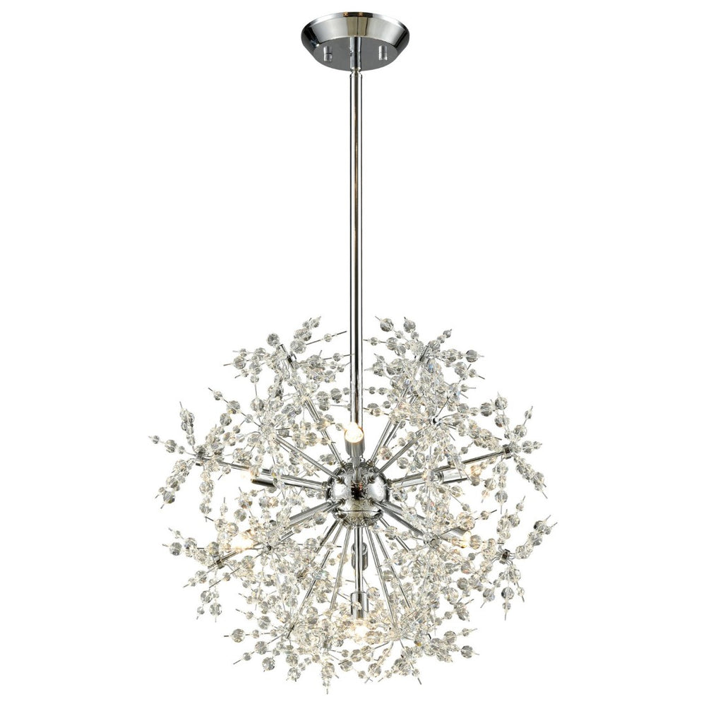 Atlas Snowburst Dazzling 7-Light Chandelier with Crystal Beads for Elegant Indoor Illumination and Style Polished Chrome 20'' CL11334-CH