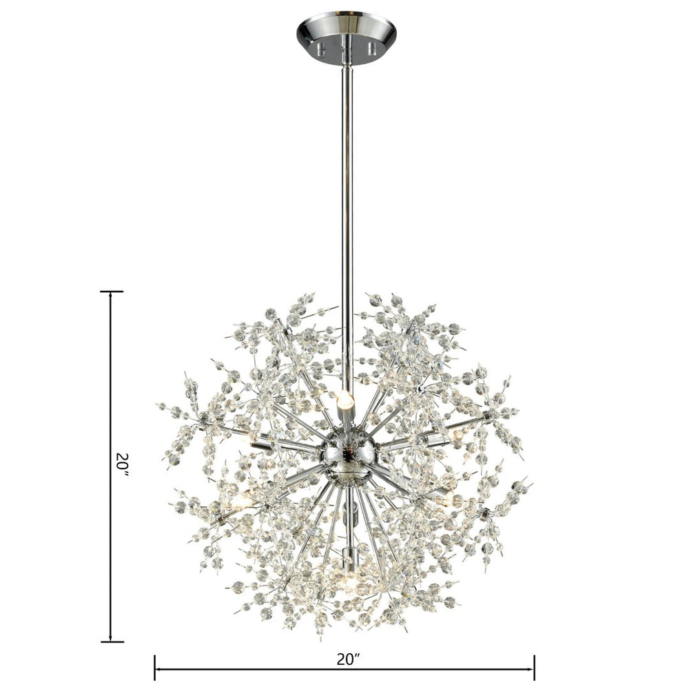 Atlas Snowburst Dazzling 7-Light Chandelier with Crystal Beads for Elegant Indoor Illumination and Style Polished Chrome 20'' CL11334-CH