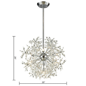 Atlas Snowburst Dazzling 7-Light Chandelier with Crystal Beads for Elegant Indoor Illumination and Style Polished Chrome 20'' CL11334-CH