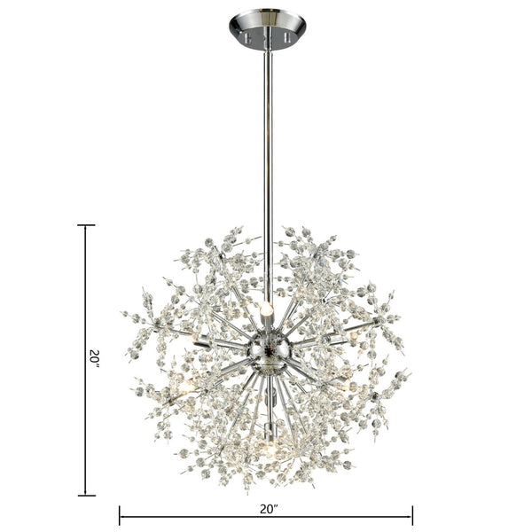 Atlas Snowburst Dazzling 7-Light Chandelier with Crystal Beads for Elegant Indoor Illumination and Style Polished Chrome 20'' CL11334-CH