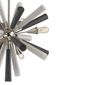 Atlas Solara 6-Light Chandelier - Modern Elegance with Dynamic Wood Spindles for Contemporary Spaces Polished Nickel 28'' CL11336-NK