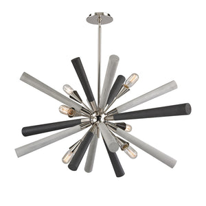 Atlas Solara 6-Light Chandelier - Modern Elegance with Dynamic Wood Spindles for Contemporary Spaces Polished Nickel 44'' CL11337-NK