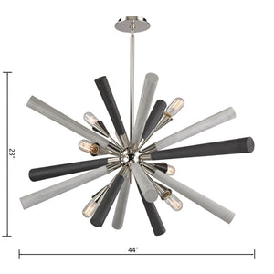 Atlas Solara 6-Light Chandelier - Modern Elegance with Dynamic Wood Spindles for Contemporary Spaces Polished Nickel 44'' CL11337-NK