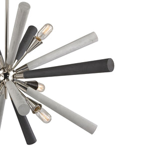 Atlas Solara 6-Light Chandelier - Modern Elegance with Dynamic Wood Spindles for Contemporary Spaces Polished Nickel 44'' CL11337-NK