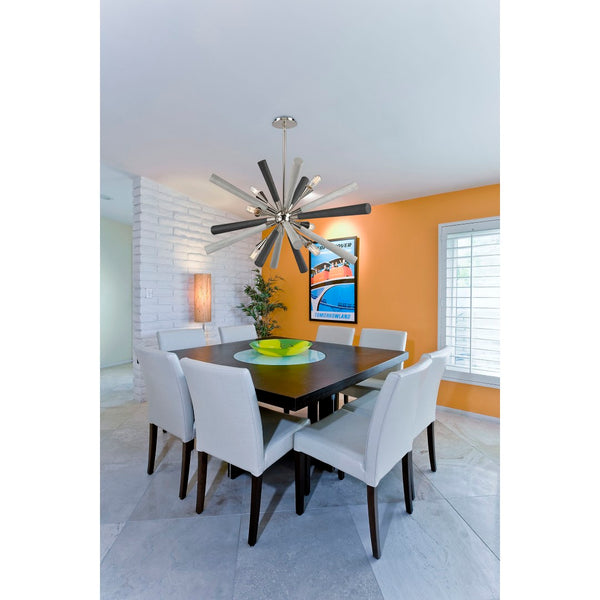 Atlas Solara 6-Light Chandelier - Modern Elegance with Dynamic Wood Spindles for Contemporary Spaces Polished Nickel 44'' CL11337-NK