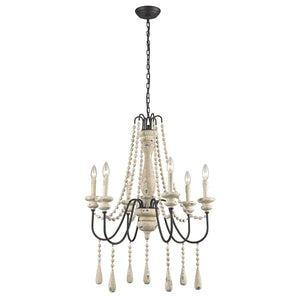 Atlas Sommieres 25" Wide 6-Light Chandelier - Antique French Cream Elegance for Modern Interiors CL11338-CR