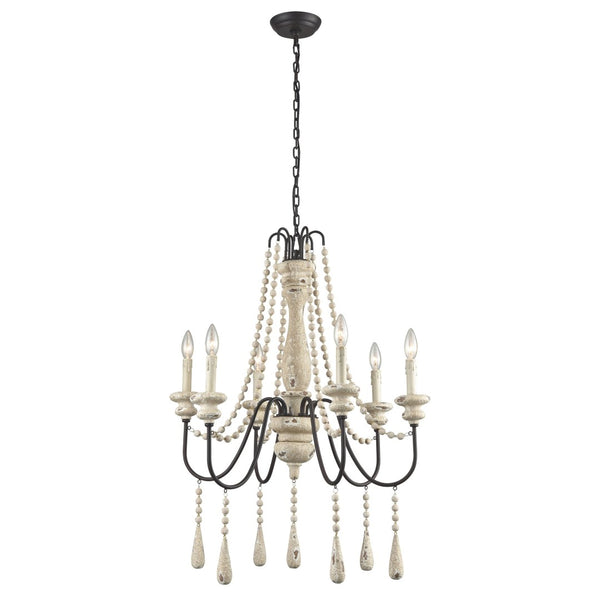 Atlas Sommieres 25" Wide 6-Light Chandelier - Antique French Cream Elegance for Modern Interiors CL11338-CR