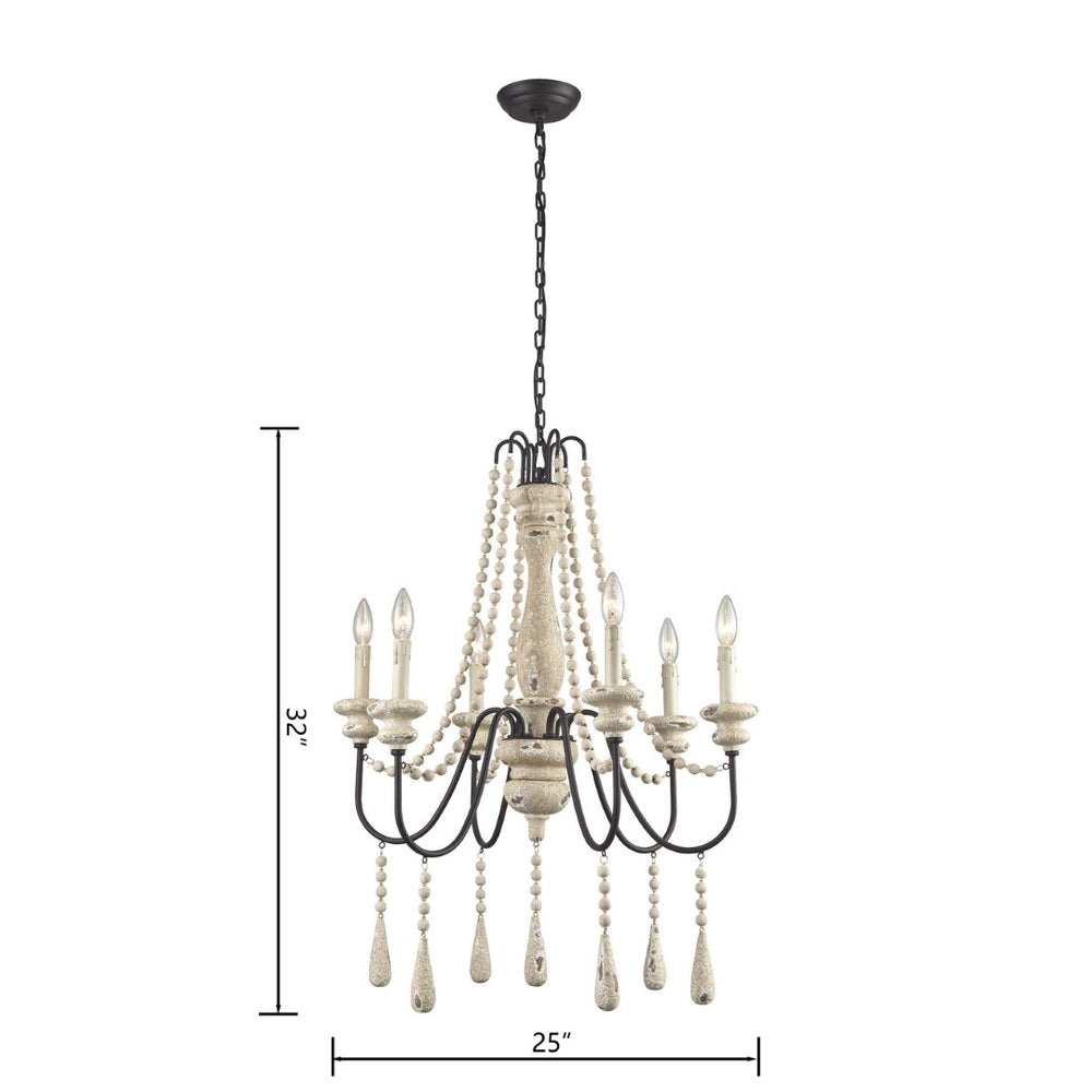 Atlas Sommieres 25" Wide 6-Light Chandelier - Antique French Cream Elegance for Modern Interiors CL11338-CR