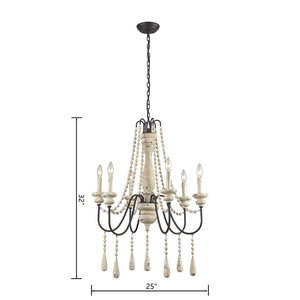 Atlas Sommieres 25" Wide 6-Light Chandelier - Antique French Cream Elegance for Modern Interiors CL11338-CR