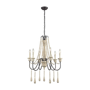 Atlas Sommieres 25" Wide 6-Light Chandelier - Antique French Cream Elegance for Modern Interiors CL11338-CR