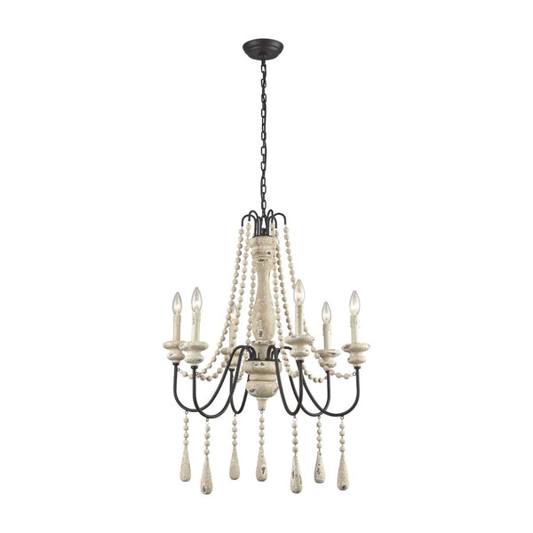 Atlas Sommieres 25" Wide 6-Light Chandelier - Antique French Cream Elegance for Modern Interiors CL11338-CR
