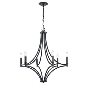 Atlas Spanish Villa 6-Light Chandelier - Elegant Mediterranean Design for Stunning Indoor Illumination Charcoal 26'' CL11339-BK