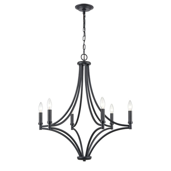 Atlas Spanish Villa 6-Light Chandelier - Elegant Mediterranean Design for Stunning Indoor Illumination Charcoal 26'' CL11339-BK
